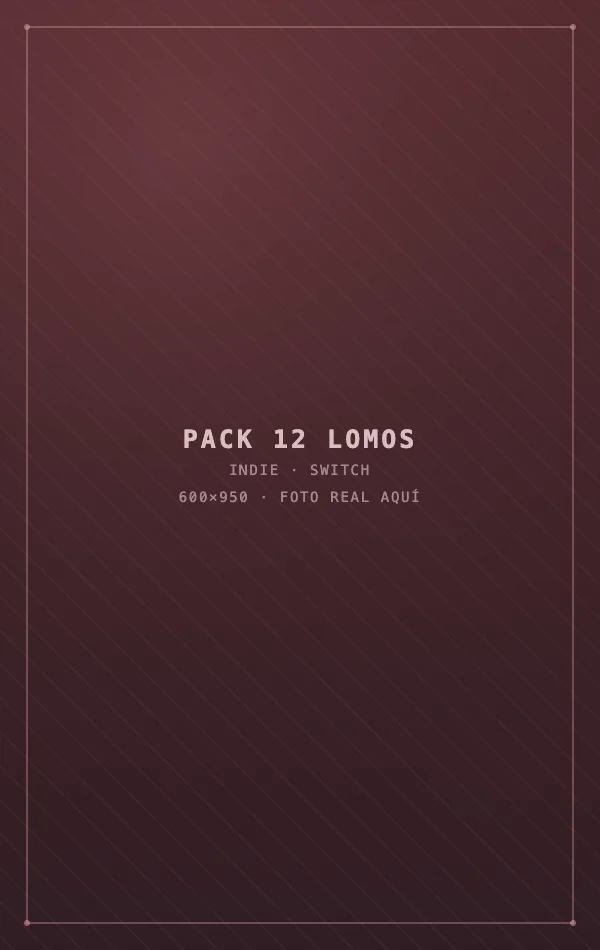 Pack de 12 lomos personalizados de juegos indie para cajas de Nintendo Switch